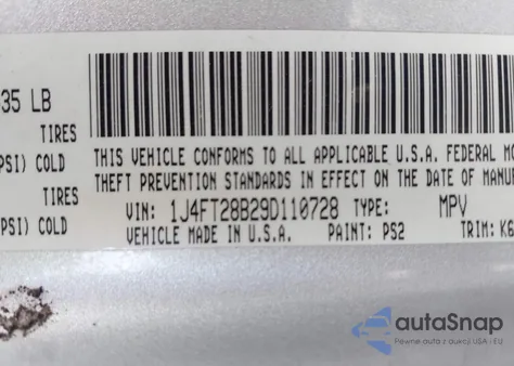2009 Jeep Patriot Sport from USA, damaged, VIN 1J4FT28B29D110728